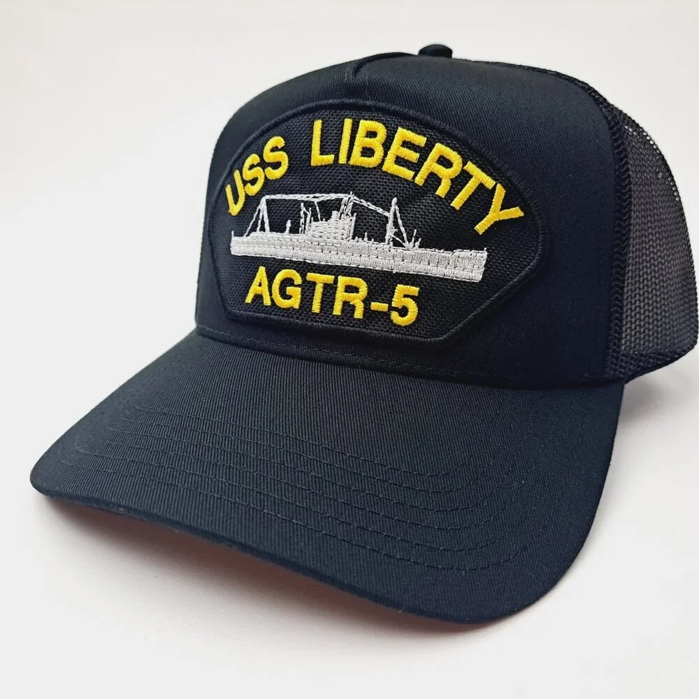 USS Liberty AGTR-5 Patch Hat Baseball Cap Mesh Adjustable Snapback Black